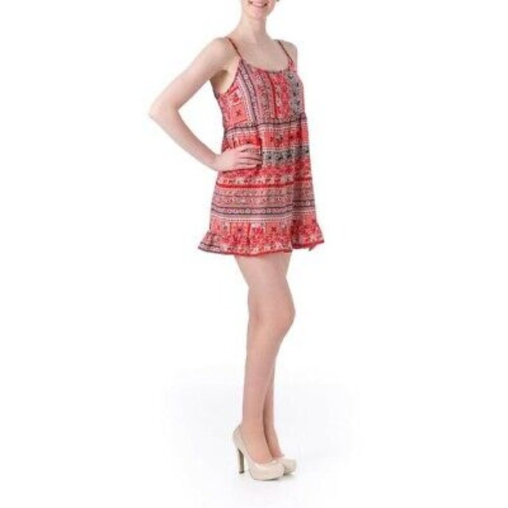 NWT women's ONE CLOTHING JUNIORS SHORT BABYDOLL Dress red floral size S